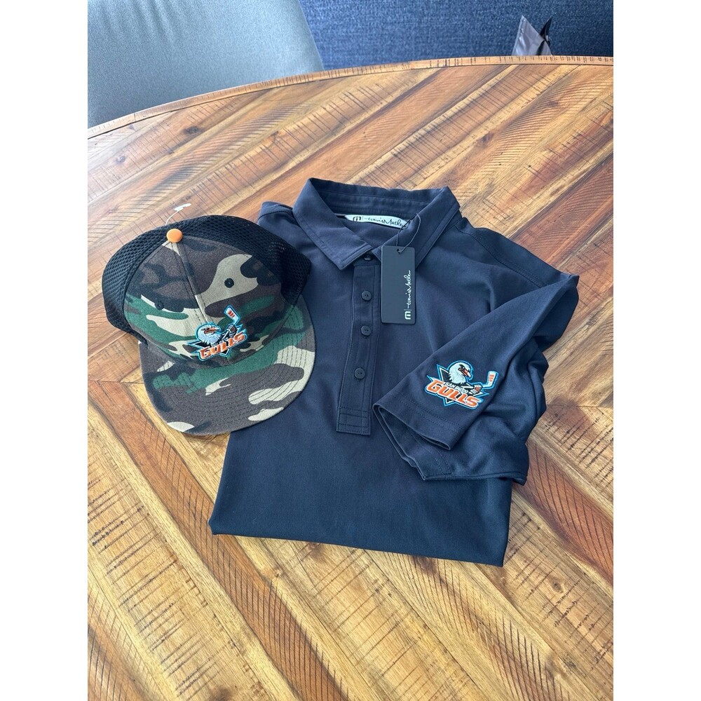 Travis Mathew San Diego Gulls Hockey Polo Shirt and SnapBack Hat Bundle